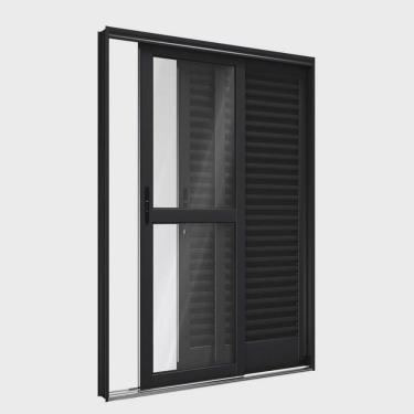 Imagem de Porta de Aço Balcão de Correr Lateral 3 Folhas 215x150cm Facilitá Lucasa