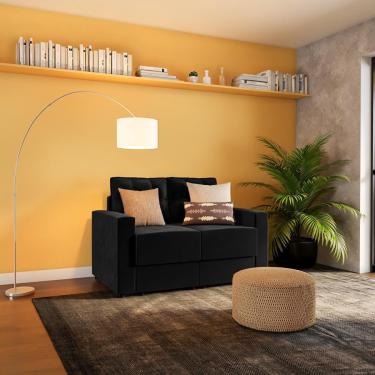 Imagem de Sofá 2 Lugares Retrátil Tréveris Suede Preto 140 cm