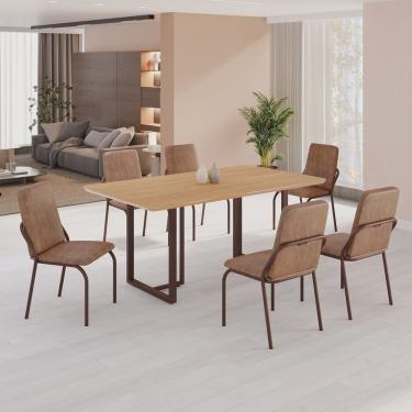 Imagem de Conjunto Sala de Jantar Mesa 160x90cm Base Lunna Tampo Mdf Malibu