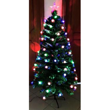 Imagem de Árvore De Natal 150cm Fibra Óptica 80 Leds Bolinhas - Bivolt