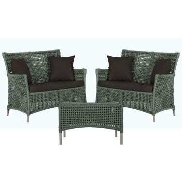 Imagem de 2 Sofás E Mesa Igapó Alumínio Fendi Corda Náutica E9 Trama Verde