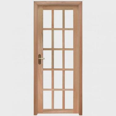 Imagem de Porta de Madeira 213x134cm com Vitrô sem Vidro Batente 9,4cm P20 M34 Rondosul