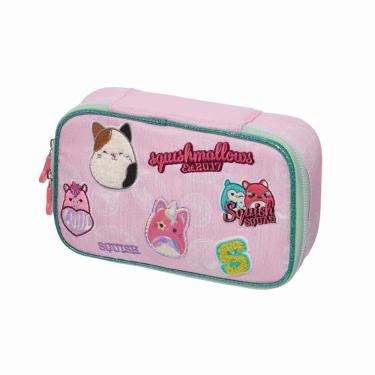 Imagem de Estojo Escolar Infantil Box com Divisória Squishmallows Patches Rosa