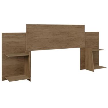 Imagem de Cabeceira Moderna MDF P/Cama Box Com 3 Estágios e Nichos Laterais (Castanho)