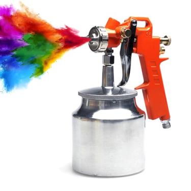Imagem de SZITW Pulverizador de tinta sem fio com bico de cobre universal de 1,5 mm para casa, interior, pintura de casa, carro, faça você mesmo, pistola pulverizadora com copo de liga de alumínio de 750ml, esc