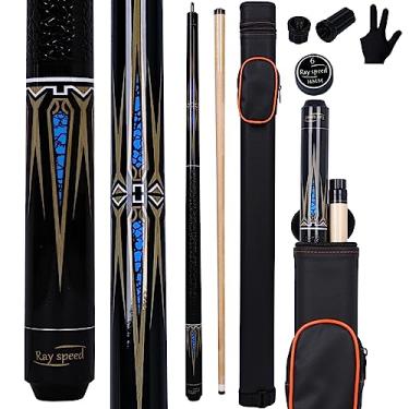 Imagem de Ray speed Bastão de taco de sinuca com eixo de deflexão baixa com estojo rígido de 540 a 590 ml bastão de sinuca profissional (marrom + azul, 540 g)