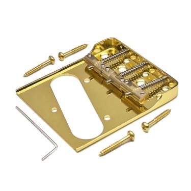 Imagem de DIAO79NI TL Ponte de guitarra moderna de 3 lados/selas de latão compensado e lado cortado para Fender Squier Telecaster (dourado)