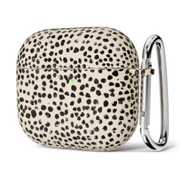 Imagem de Svanove Capa para Airpods 4 estampa de animal de guepardo, capa feminina fofa estampa de leopardo Airpods 4ª geração com chaveiro, estética Y2k moderna capa rígida de plástico Cool Airpods para