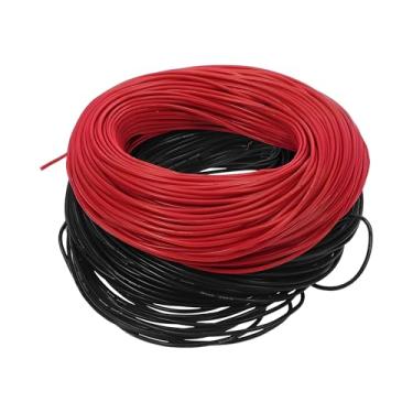 Imagem de Partuto 1 conjunto 18AWG fio aterramento universal para carro, automotivo, fio de alimentação de alto-falantes de carro totalmente isolado e jaqueta de toque macio TC preto, vermelho 249FT preto + 7,5