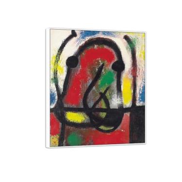 Imagem de Imagem de arte de parede em tela Joan Miró - reprodução de impressões de arte famosas abstratas - pinturas com moldura branca para decoração de sala de estar (personagem) 60 x 70 cm - 23 x 27 pol