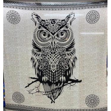 Imagem de Colcha Indiana Casal Corujas Moda Hippie Decoração - Deeyaa