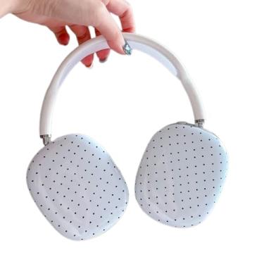Imagem de Capa rígida fofa para Airpods Max, estampa engraçada de bolinhas pretas, capa de fone de ouvido branca para mulheres e meninas, capa de plástico rígido à prova de choque, acessórios de proteção