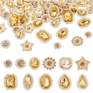 Imagem de Spritewelry 100 peças de strass plano gota redonda estrela costurada em strass ouro claro pedras de cristal botões de strass com garra de ouro para joias, artesanato, roupas, vestido, artesanato DIY