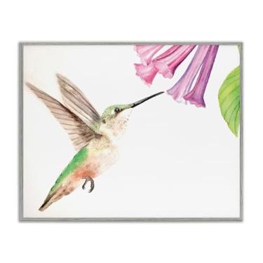 Imagem de Stupell Industries Arte giclée emoldurada cinza beija-flor beija-flor bluebell, design por Stephanie Fielden, 14 x 11