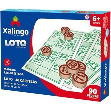 Imagem de Jogo Loto Formato Bingo 48 Cartões Xalingo Pedras Em Madeira