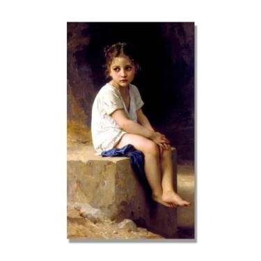 Imagem de NHLDZYH William Adolphe Bouguereau Impressões artísticas - Pintura de retrato - (At the Foot of the Cliff) - Pôster temático de mitologia grega - Pôster de decoração de parede vintage. Tela de 80 x