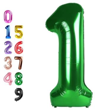 Imagem de 1St Balloons Number for First Birthday, 1 Balloon Numbers 40 Inch, Dark Green for Baby Shower, Big Baloon One for 1 11 12 13 16 18 21 Birthday Wedding Anniversaries Party