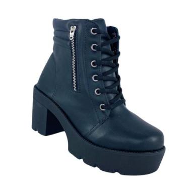 Imagem de Bota Tratorada Feminina de Salto com Cano Médio - GLADS, Preto, 37