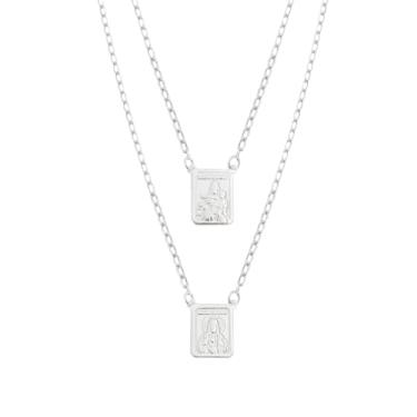 Imagem de Escapulário Prata 925 Nossa Senhora do Carmo e Sagrado Coração de Jesus, Corrente Cadeado 1.6mm, 60cm