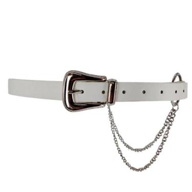 Imagem de Cinto Feminino Corrente Dupla Fivela Em Metal R045 - Stylestore, Branc