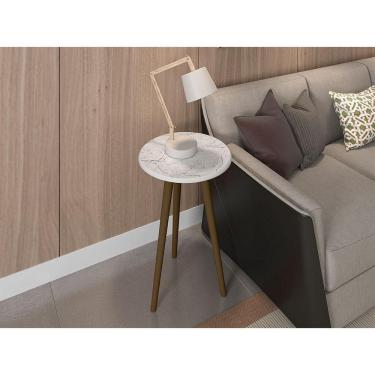 Imagem de Mesa de Apoio Brilhante Carrara Pintura Efeito Mármore
