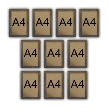 Imagem de Kit 10 Molduras Quadro Certificado Diploma A4 Com Fundo Mdf Titulos Moldura Madeira