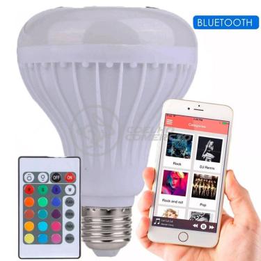 Imagem de Lâmpada Led 12W E27 Rgb Colorida Com Caixa De Som Bluetooth