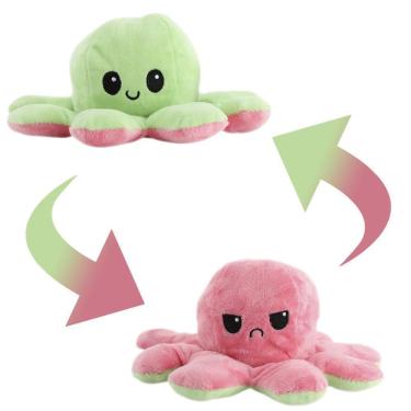 Imagem de Polvo De Pelúcia Colorido Reversível -Verde E Salmão