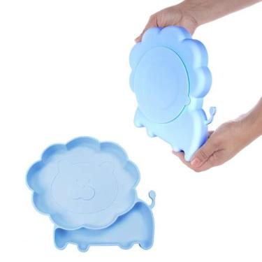 Imagem de Prato Infantil Raso Com Ventosa Silicone Introdução Alimentar Higiênic