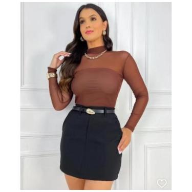 Imagem de Body Arrastão Tule Transparente Preto Manga Longa - Boutique, Body tul
