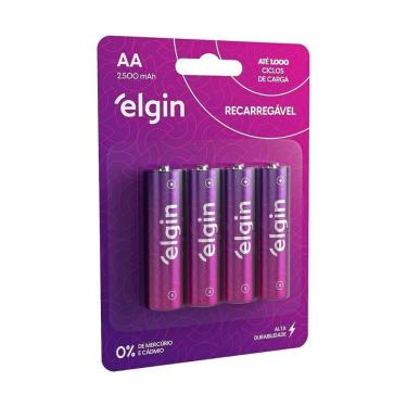 Imagem de Pilha Recarregável Aa 2500 Mah Blister 4 Peças - Elgin