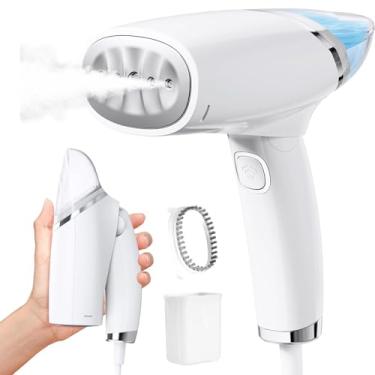 Imagem de Ferro a Vapor Portátil Dobrável 1000W Bivolt - Pré-Aquecimento Rápido 30s Tanque 100ml para Viagens Casa Escritório Roupa Tecidos Delicados (Branco)