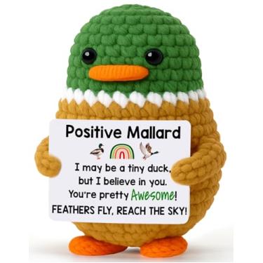 Imagem de MBL Positive Inspirational Duck Gifts - Small Cute Handmade Emotional Uplifting Support Knitted Crochet Mallard for Women Men Teens Friends Birthday Graduation Motivational Presents