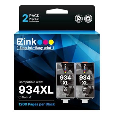 Imagem de E-Z Ink (TM) Cartucho de tinta de substituição compatível para HP 934 XL para usar com impressora Officejet 6230 6830 6815 6812 6835 6820 (2 pretos, pacote com 2)