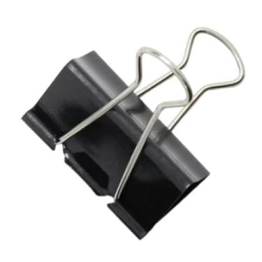 Imagem de Kit 12 Unidades Clips Borboleta Prendedor de Papel Binder 15/25mm Preto(TAM 15mm 12un)