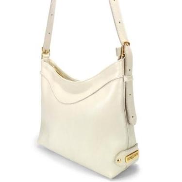 Imagem de Bolsa Feminina Couro Legitimo Alça Transversal e Ombro Off White Marfim Tamanho Médio Road Seven-Feminino