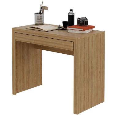 Imagem de Escrivaninha Mesa Escritório Retangular 1 Gaveta MDP 90 cm Amêndoa para Home Office Peq...