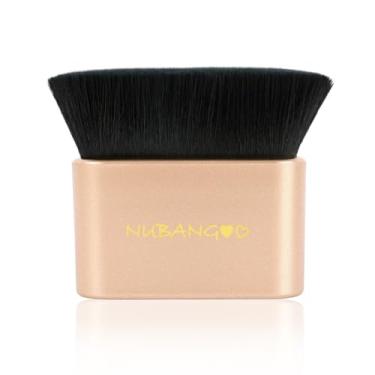 Imagem de NUBANGOO Pincel profissional de base Kabuki, pincel de maquiagem, pincel autobronzeador, pincel autobronzeador, creme em pó líquido, rosto pescoço, corpo e pernas, maquiagem (ouro champanhe)