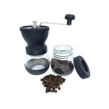 Imagem de Moedor De Café Manual Vidro E Aço Inox Preto Com Regulagem - Gater