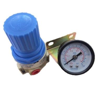 Imagem de Regulador De Pressão 1/4 150 Psi Com Manômetro E Suporte - Fluir