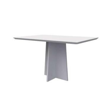 Imagem de Mesa de Jantar Retangular com Tampo de Vidro Anitta Off White 135 cm -
