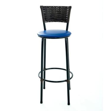 Imagem de 01 Banco Alto Junco Sintético Argila Para Cozinha Americana e Balcões (AZUL)