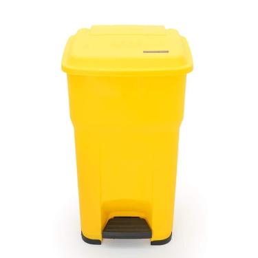 Imagem de Lixeira Lixeira Alta Capacidade Tipo Pedal Lixeira Interna Externa Caixa Reciclagem Propriedade Lixeiras Internas/externas(Yellow,55L)