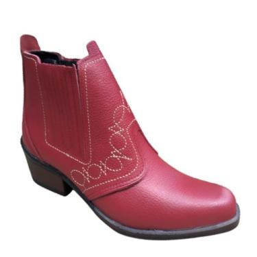 Imagem de Bota Country Feminina Botina Mulher Salto Carrapeta Solado Leve Macio 