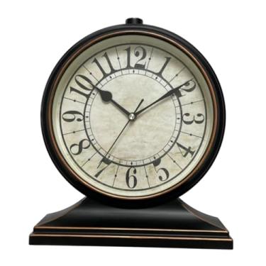 Imagem de MYCENSE Relógio de mesa anti-taque, elegante decoração de fazenda, design retrô simples, relógio de mesa para quarto, lareira, prateleira de cabeceira, Preto
