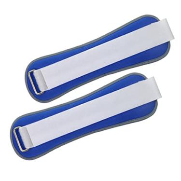 Imagem de Conjunto de pares de pesos de tornozelo de 2 x 0,3 kg para mulheres, crianças e homens com alça ajustável para braço, mão e perna, perfeito para dança, corrida, fitness (cor: azul)