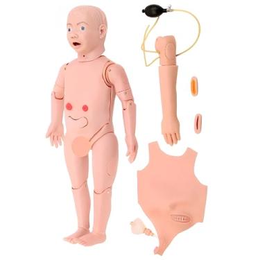 Imagem de DRXRD Manequim de enfermagem infantil, modelo de cuidados infantis de corpo inteiro com meninos e meninas, peles intercambiáveis para treinamento médico de enfermagem, suprimentos de ensino de