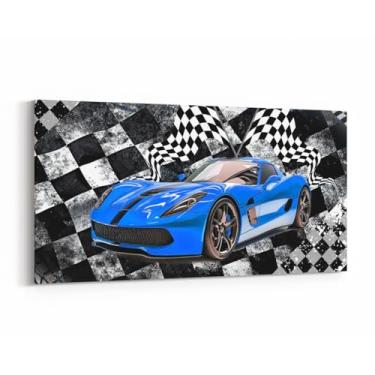 Imagem de Decoração de parede de carro de corrida 96 cm C x 48 cm L, arte de parede em tela para jogos de esportes radicais Fast and Furious, pista de corrida de carros esportivos, decoração de parede, pôsteres