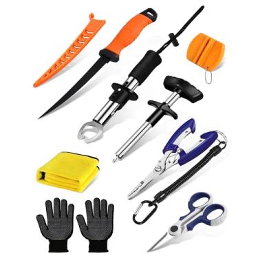 Imagem de COJOSQC Pegador de lábio de peixe, alicate de anel dividido de pesca, kit de ferramentas de remoção de anzol, presente de equipamento de pesca para homens, equipamento de pesca para corte de linha de