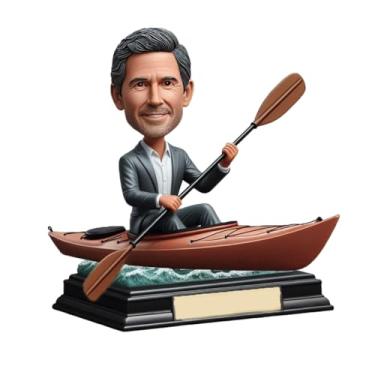 Imagem de Cabeçote de caiaque personalizado feito à mão a partir da sua foto, lindo presente para pai, namorado, irmão, decoração de mesa elegante para fãs de esportes aquáticos